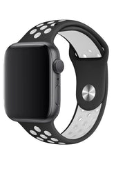 Curea Ceas Apple Watch Silicon Sport Black White - WATCHERS